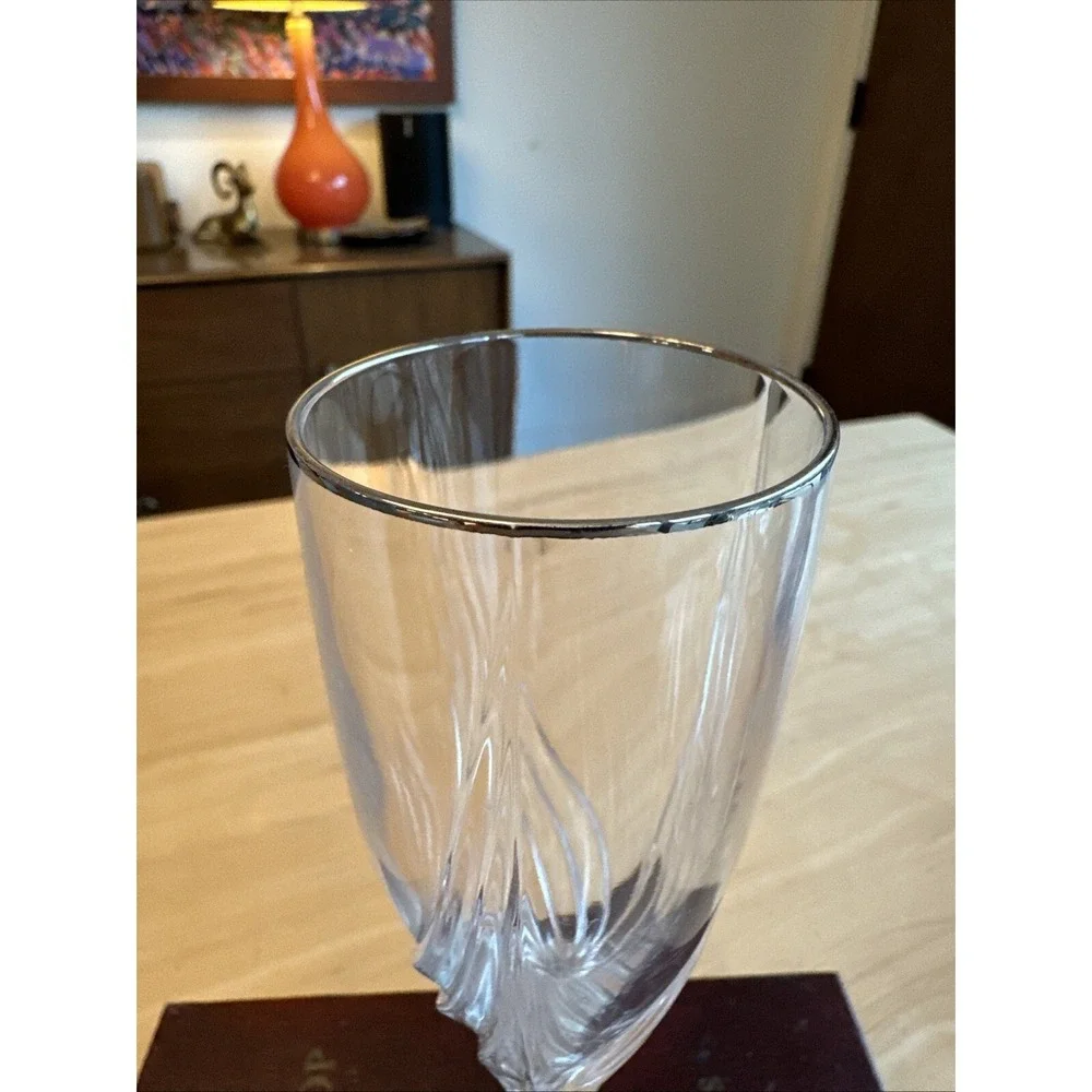 LENOX Cut Crystal DEBUT Platinum Rim Champagne Flute Wine Glass Barware